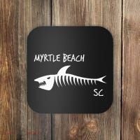 Myrtle Beach SC South Carolina Shark Skeleton White Print Coaster thumb 0