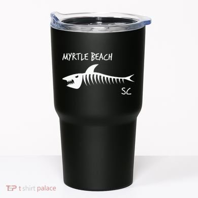 Myrtle Beach SC South Carolina Shark Skeleton White Print Tumbler