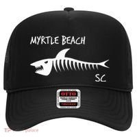 Myrtle Beach SC South Carolina Shark Skeleton White Print Hat thumb 0