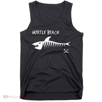 Myrtle Beach SC South Carolina Shark Skeleton White Print Tank Top