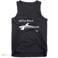 Myrtle Beach SC South Carolina Shark Skeleton White Print Tank Top thumb 0