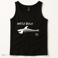 Myrtle Beach SC South Carolina Shark Skeleton White Print Tank Top thumb 2