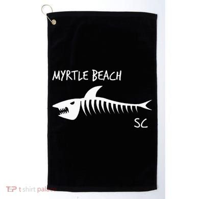 Myrtle Beach SC South Carolina Shark Skeleton White Print Golf Towel