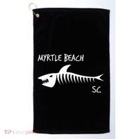 Myrtle Beach SC South Carolina Shark Skeleton White Print Golf Towel thumb 0