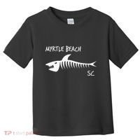 Myrtle Beach SC South Carolina Shark Skeleton White Print Toddler T-Shirt thumb 0