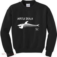 Myrtle Beach SC South Carolina Shark Skeleton White Print Kids Sweatshirt thumb 0