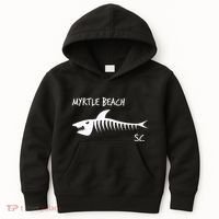 Myrtle Beach SC South Carolina Shark Skeleton White Print Kids Hoodie thumb 0