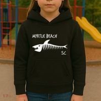 Myrtle Beach SC South Carolina Shark Skeleton White Print Kids Hoodie thumb 3