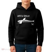 Myrtle Beach SC South Carolina Shark Skeleton White Print Kids Hoodie thumb 4