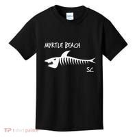 Myrtle Beach SC South Carolina Shark Skeleton White Print Kids T-Shirt thumb 0