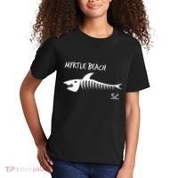 Myrtle Beach SC South Carolina Shark Skeleton White Print Kids T-Shirt thumb 2