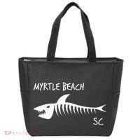 Myrtle Beach SC South Carolina Shark Skeleton White Print Tote Bag thumb 0