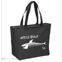 Myrtle Beach SC South Carolina Shark Skeleton White Print Tote Bag thumb 2