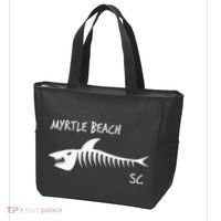 Myrtle Beach SC South Carolina Shark Skeleton White Print Tote Bag thumb 3