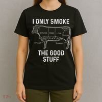 Mens BBQ Smoker For Men I Only Smoke The Good Stuff T-Shirt thumb 4