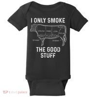 Mens BBQ Smoker For Men I Only Smoke The Good Stuff Baby Bodysuit thumb 0