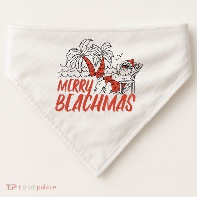 Merry Beachmas Santa Claus Vacation USA-Made Doggie Bandana