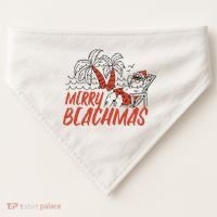 Merry Beachmas Santa Claus Vacation USA-Made Doggie Bandana thumb 0