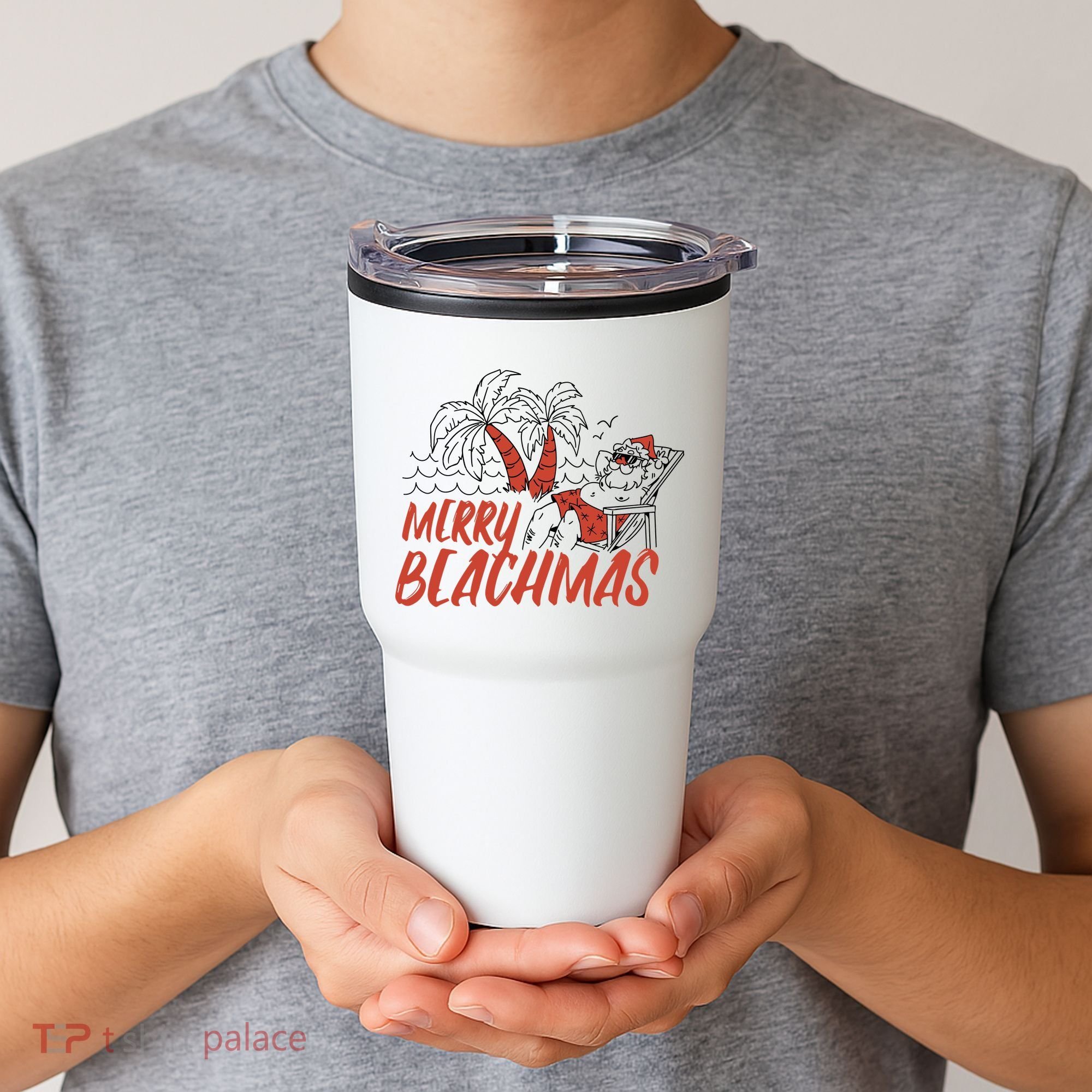 Merry Beachmas Santa Claus Vacation Tumbler