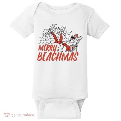 Merry Beachmas Santa Claus Vacation Baby Bodysuit
