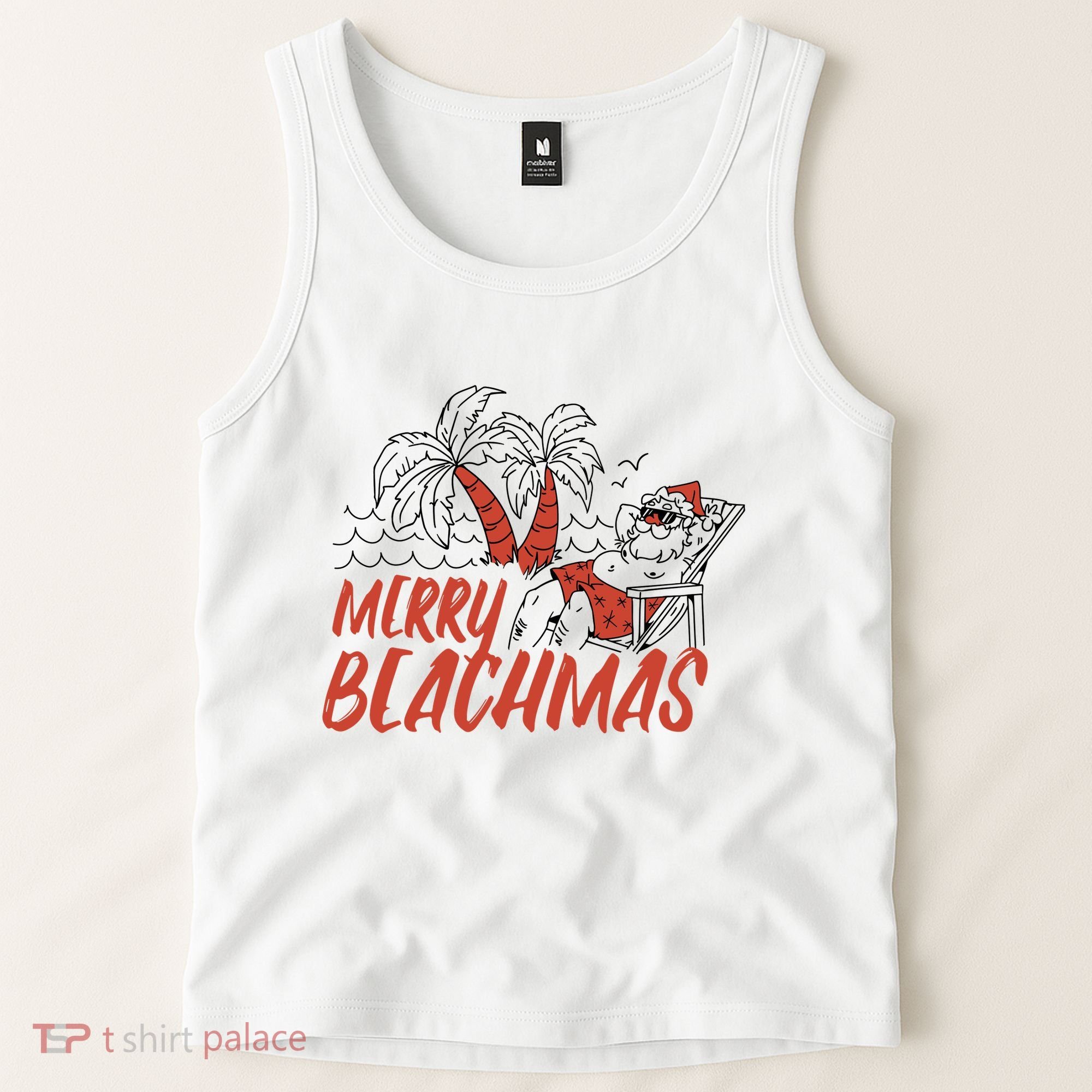 Merry Beachmas Santa Claus Vacation Tank Top