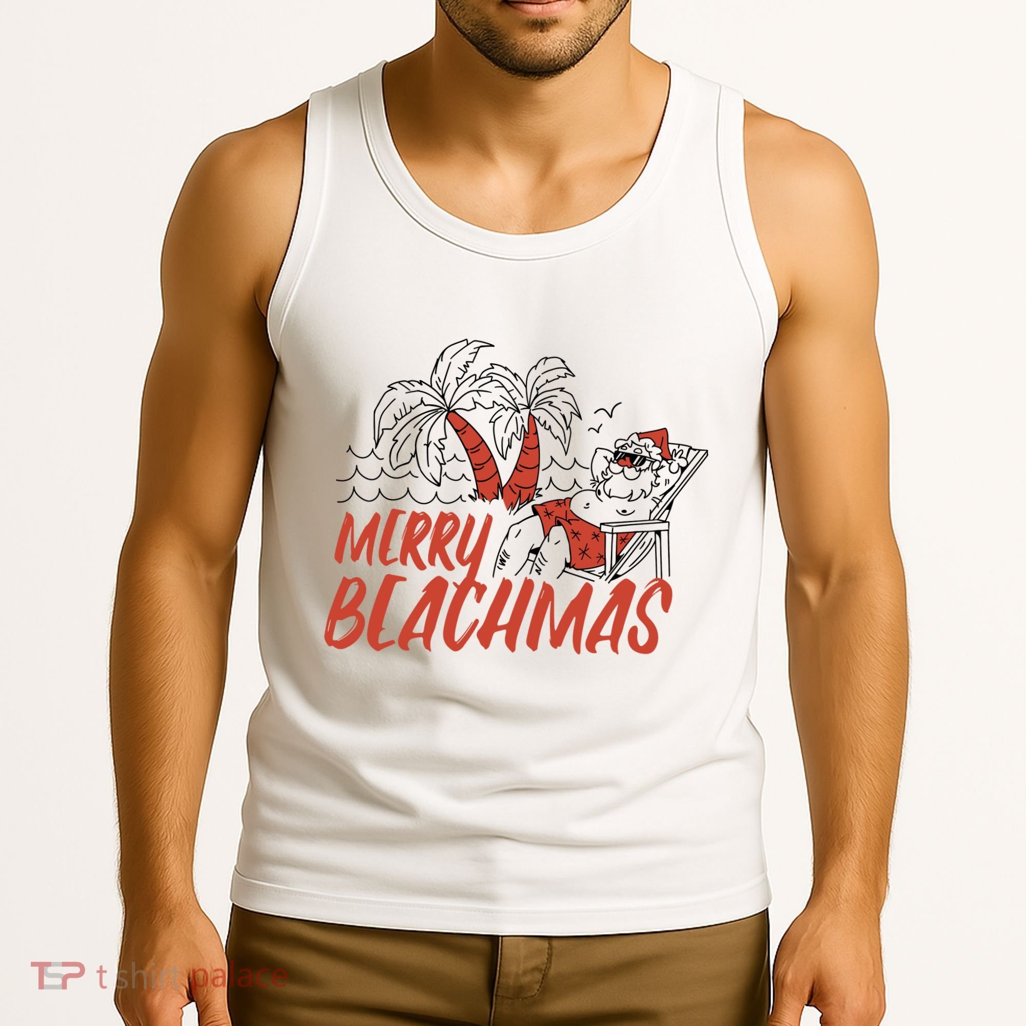 Merry Beachmas Santa Claus Vacation Tank Top