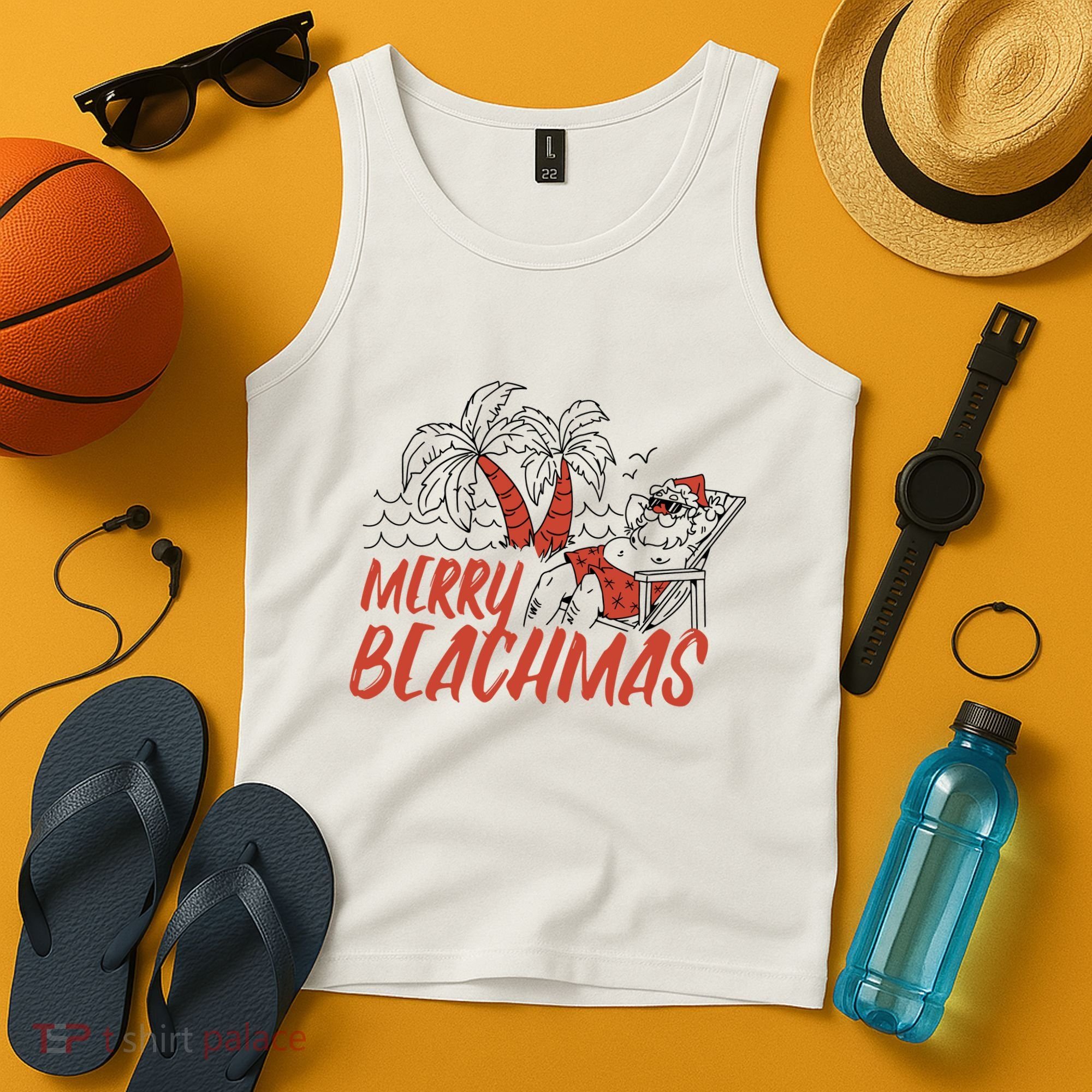 Merry Beachmas Santa Claus Vacation Tank Top