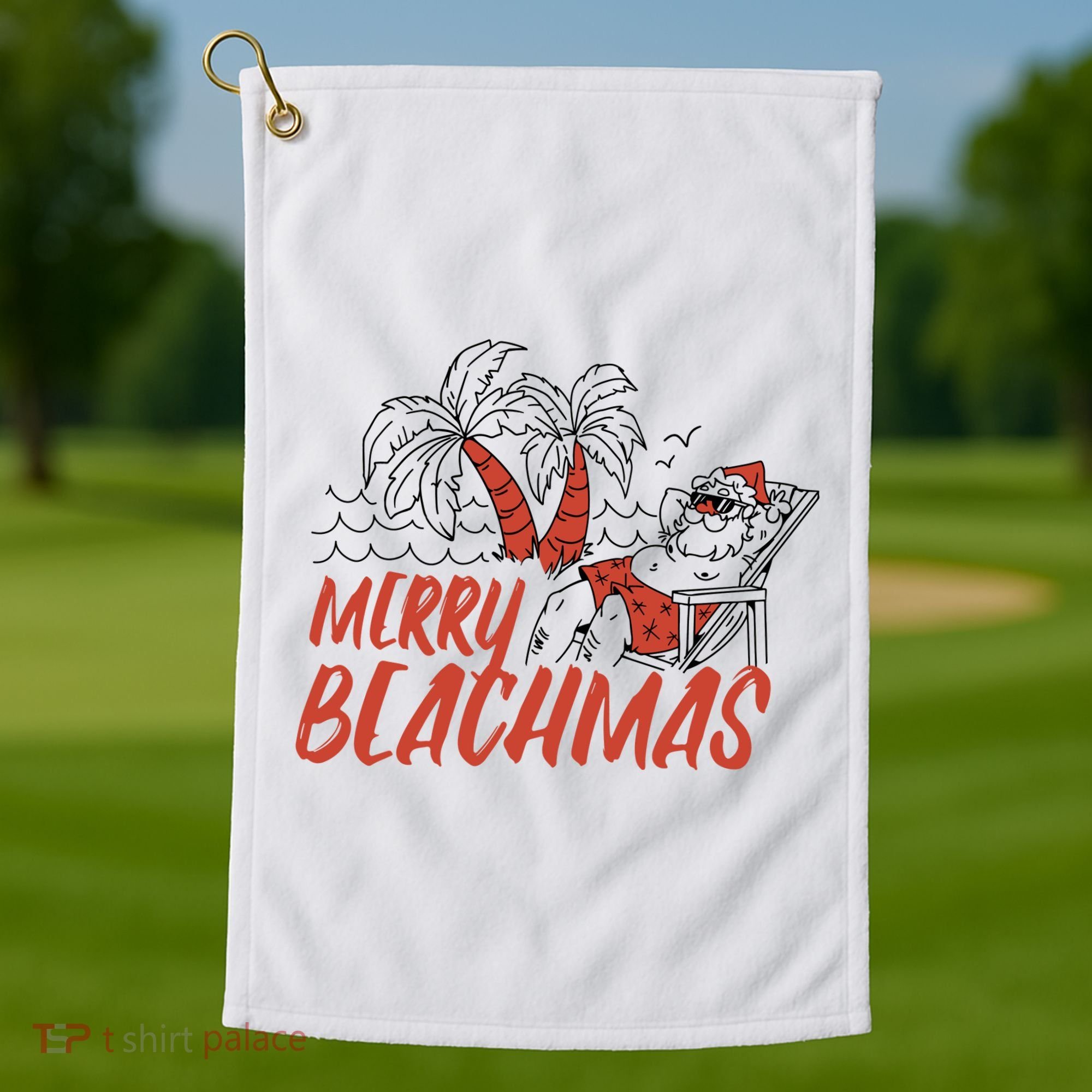 Merry Beachmas Santa Claus Vacation Golf Towel
