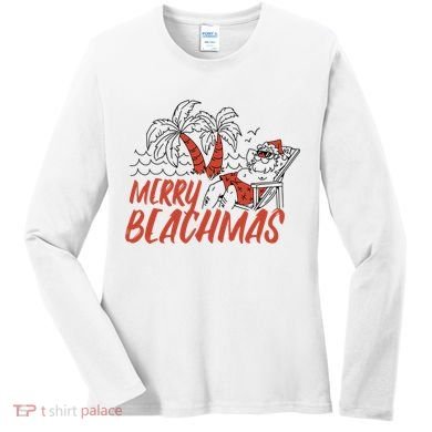 Merry Beachmas Santa Claus Vacation Women's Long Sleeve Shirt