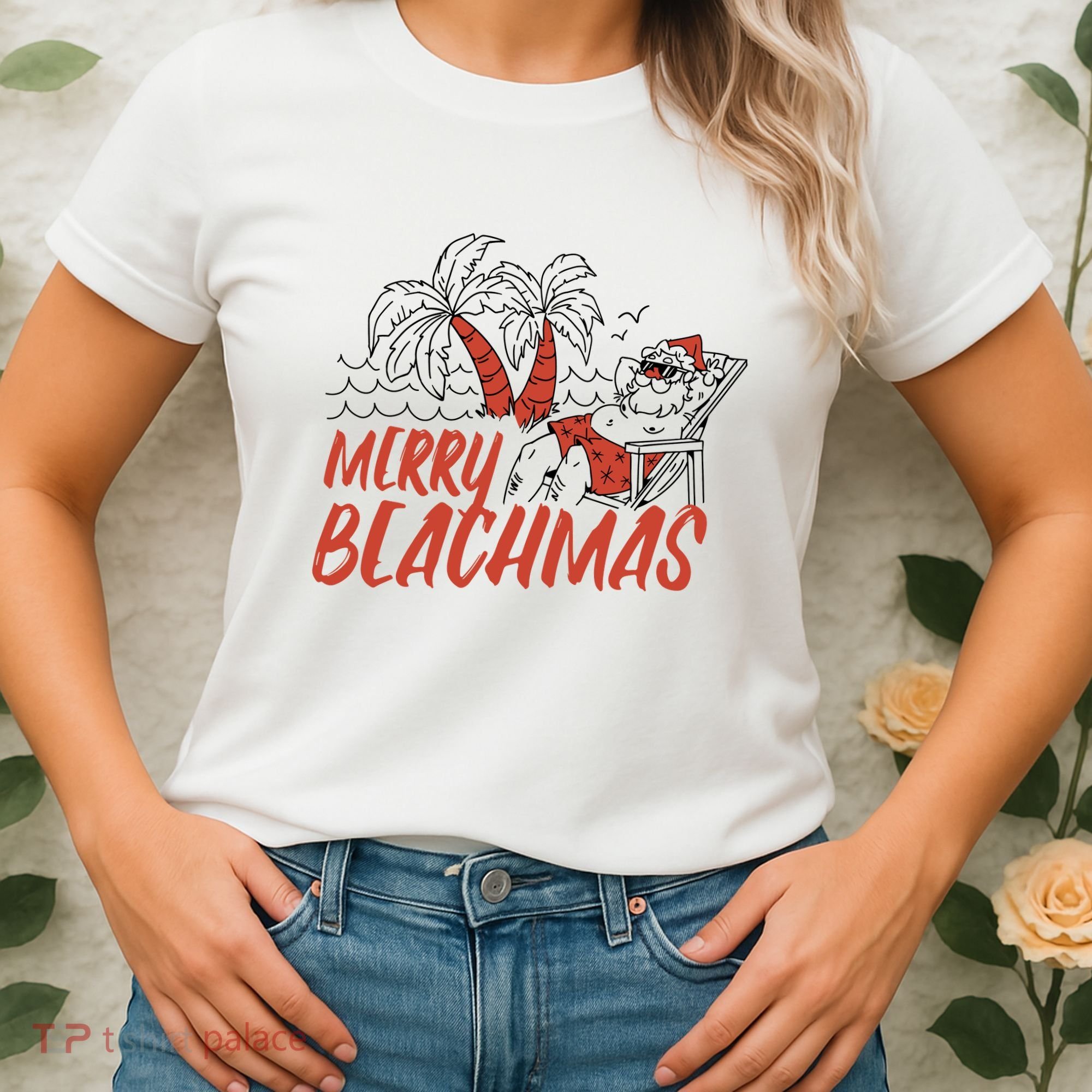 Merry Beachmas Santa Claus Vacation Women's T-Shirt