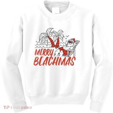 Merry Beachmas Santa Claus Vacation Kids Sweatshirt