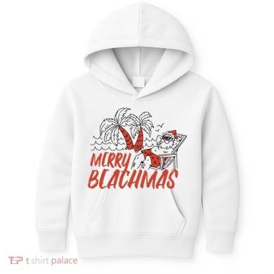 Merry Beachmas Santa Claus Vacation Kids Hoodie