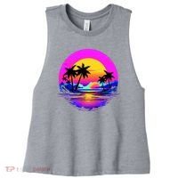 Miami Beach Sun Set Vibrant Women's Racerback Cropped Tank thumb 0
