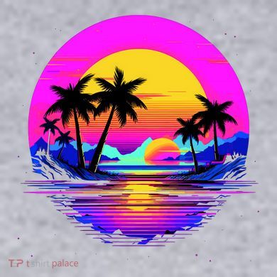 Miami Beach Sun Set Vibrant Women's Racerback Cropped Tank