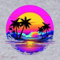 Miami Beach Sun Set Vibrant Women's Racerback Cropped Tank thumb 2