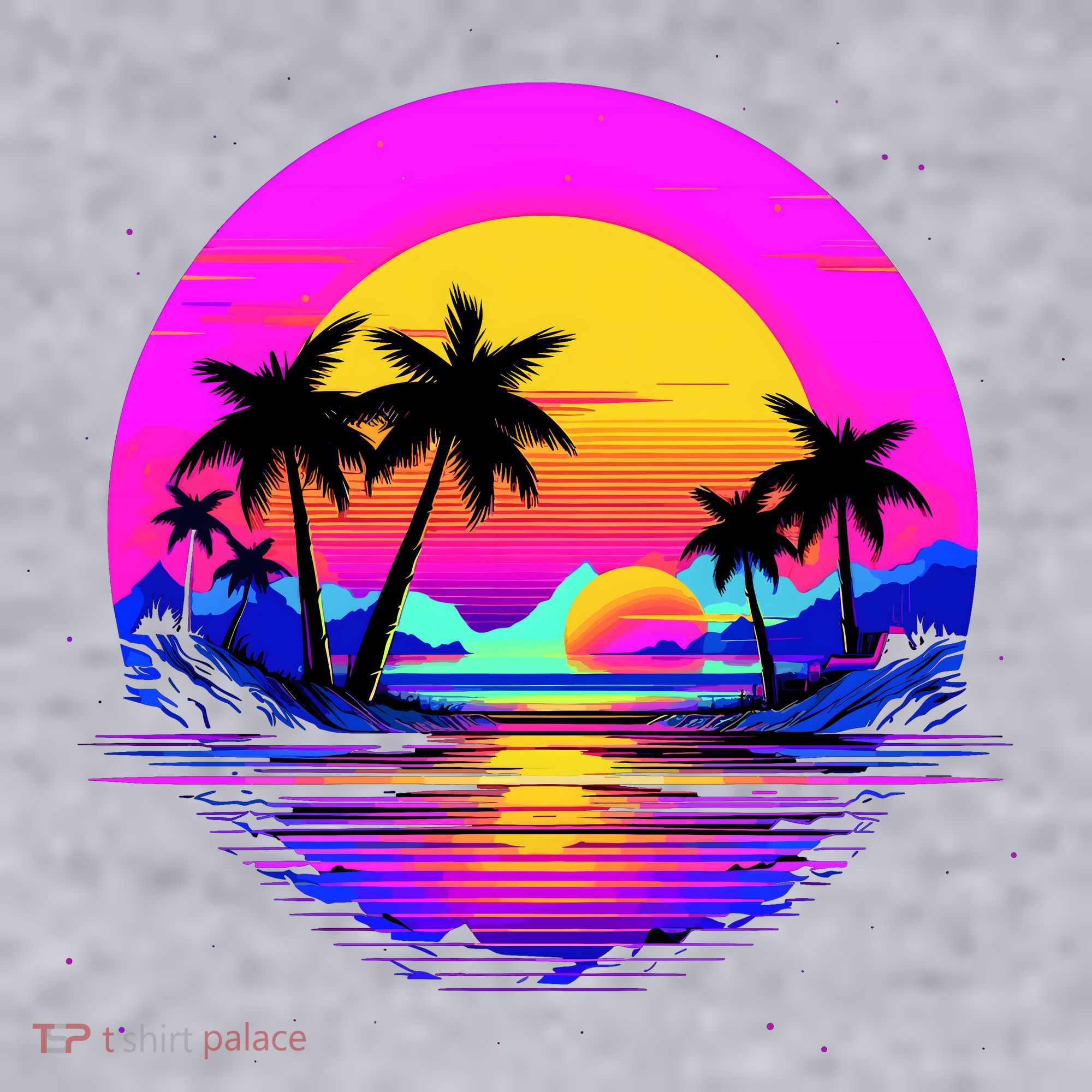 Miami Beach Sun Set Vibrant Women's Racerback Cropped Tank