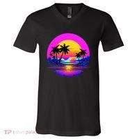 Miami Beach Sun Set Vibrant V-Neck T-Shirt thumb 0