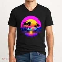 Miami Beach Sun Set Vibrant V-Neck T-Shirt thumb 2