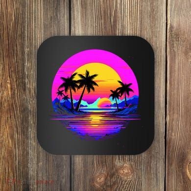 Miami Beach Sun Set Vibrant Coaster