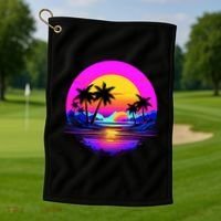 Miami Beach Sun Set Vibrant Golf Towel thumb 1