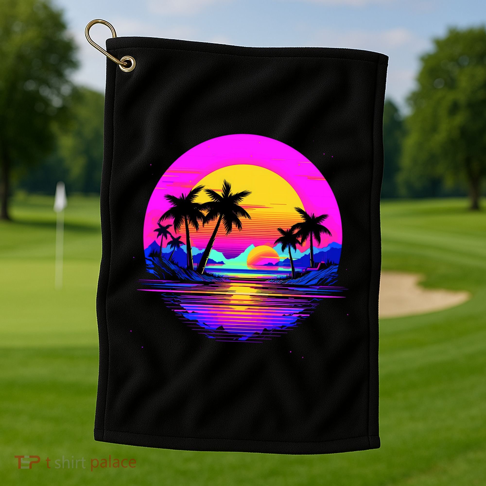 Miami Beach Sun Set Vibrant Golf Towel