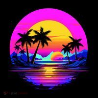 Miami Beach Sun Set Vibrant Women's T-Shirt thumb 6