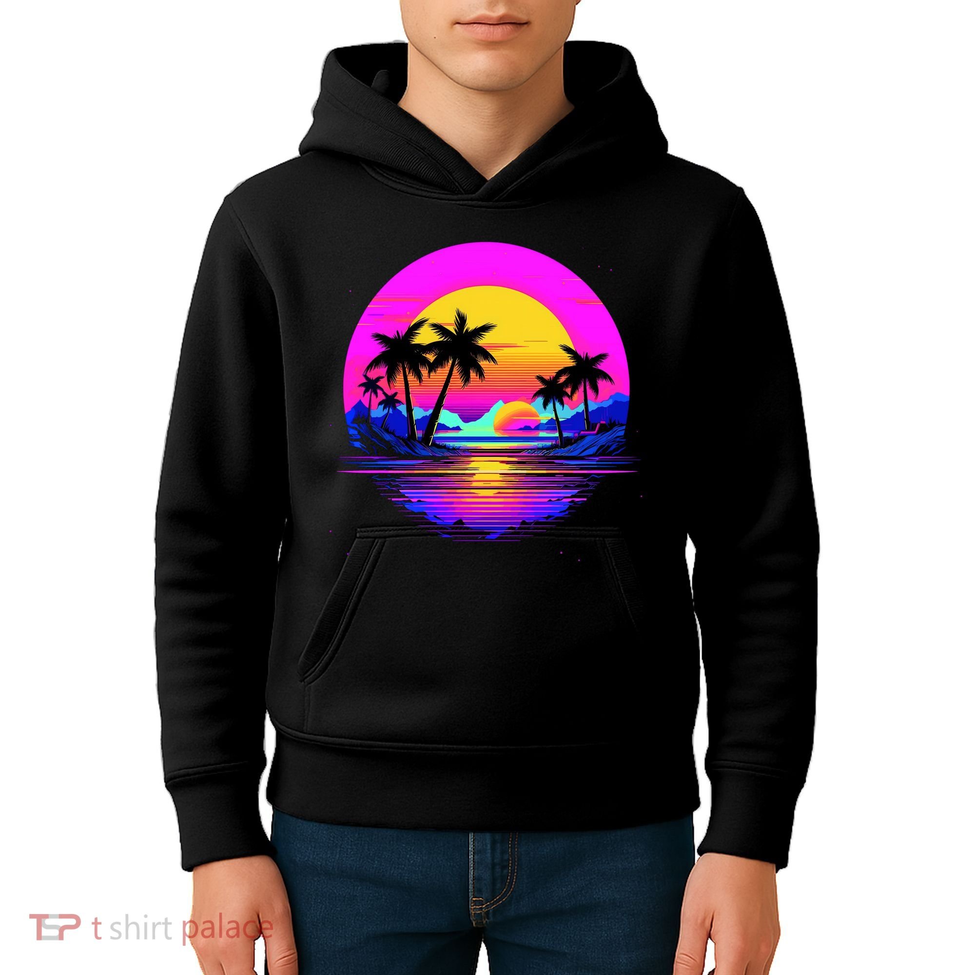 Miami Beach Sun Set Vibrant Kids Hoodie