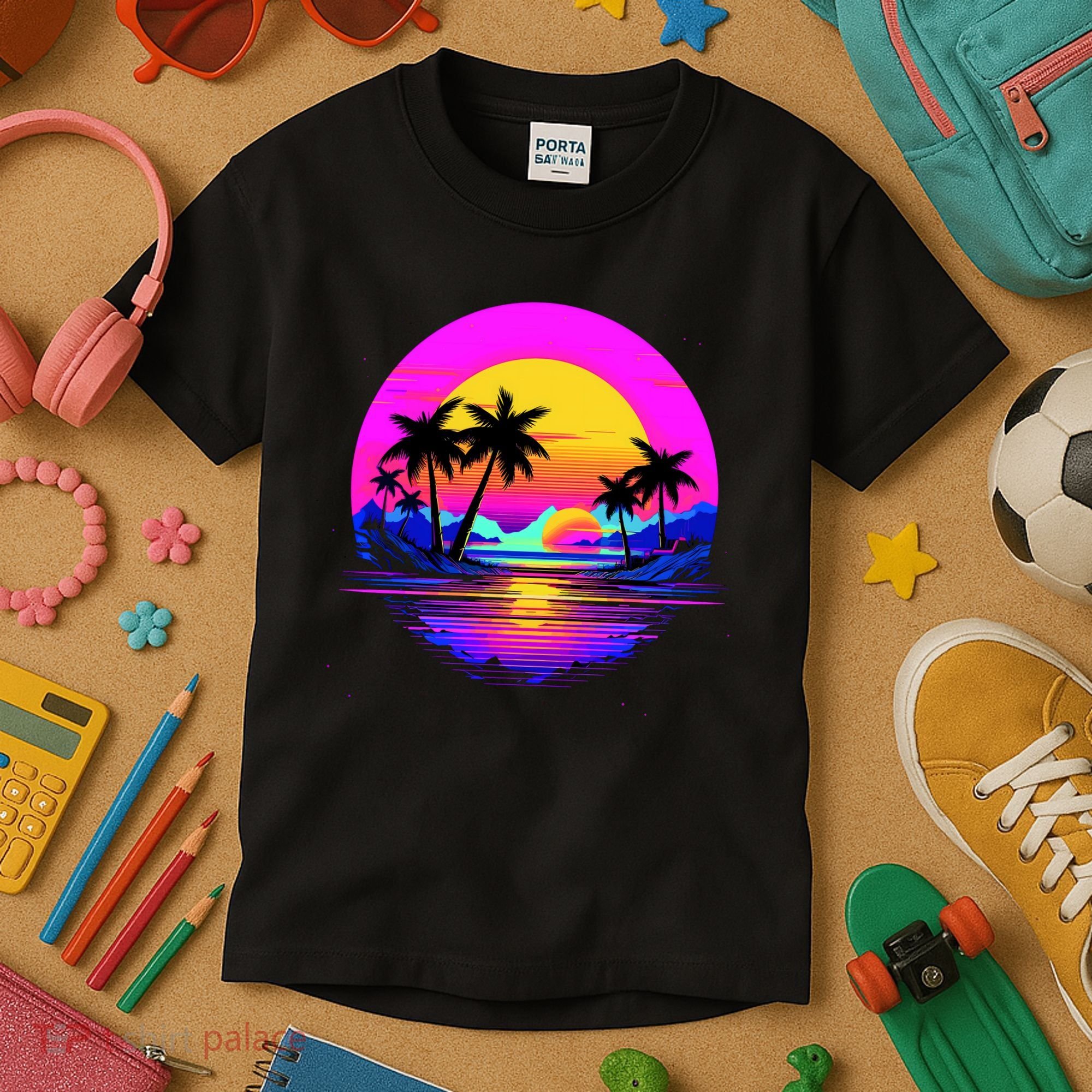 Miami Beach Sun Set Vibrant Kids T-Shirt