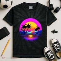 Miami Beach Sun Set Vibrant Kids Tie-Dye T-Shirt thumb 2