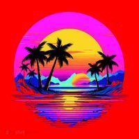 Miami Beach Sun Set Vibrant Santa Hat thumb 1