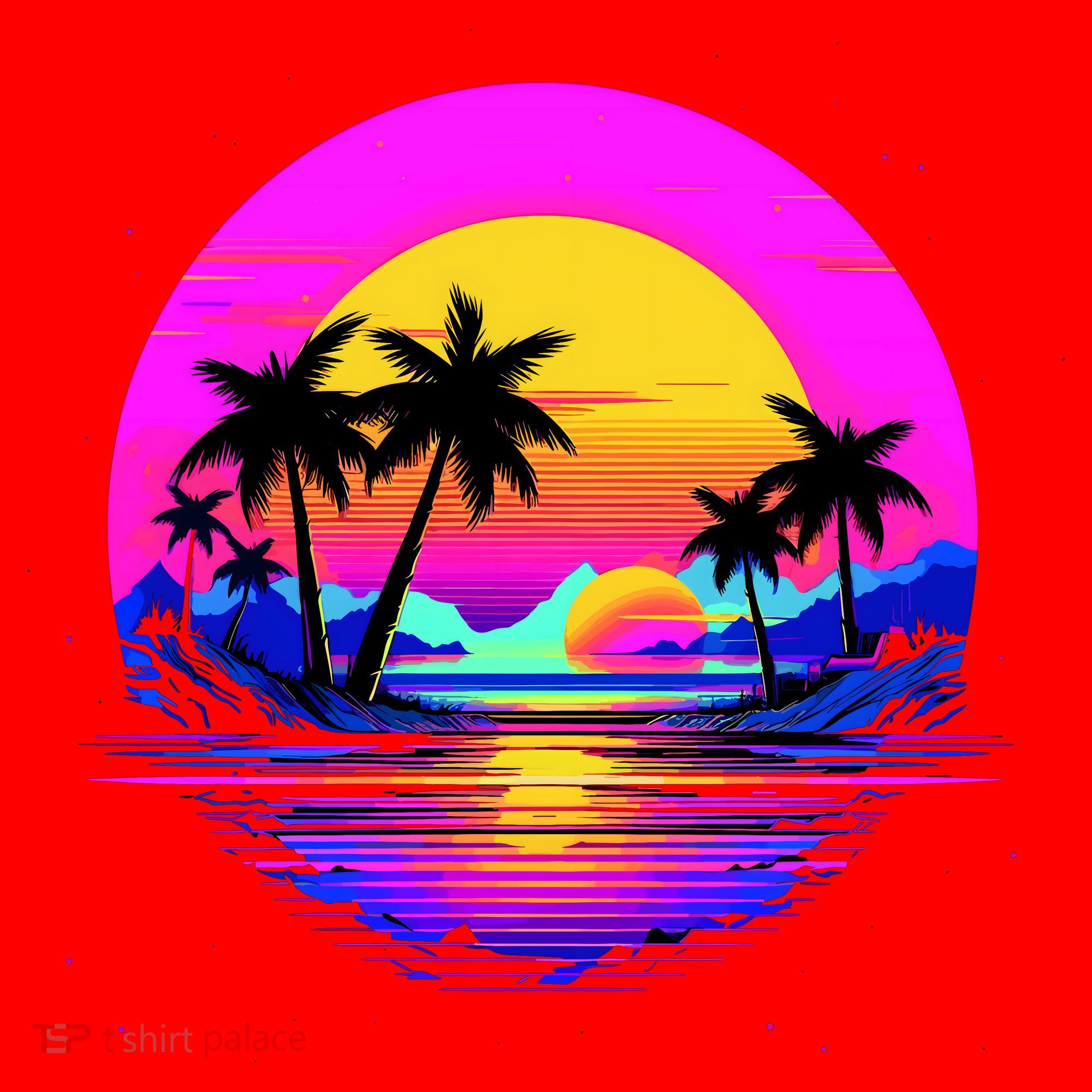 Miami Beach Sun Set Vibrant Santa Hat