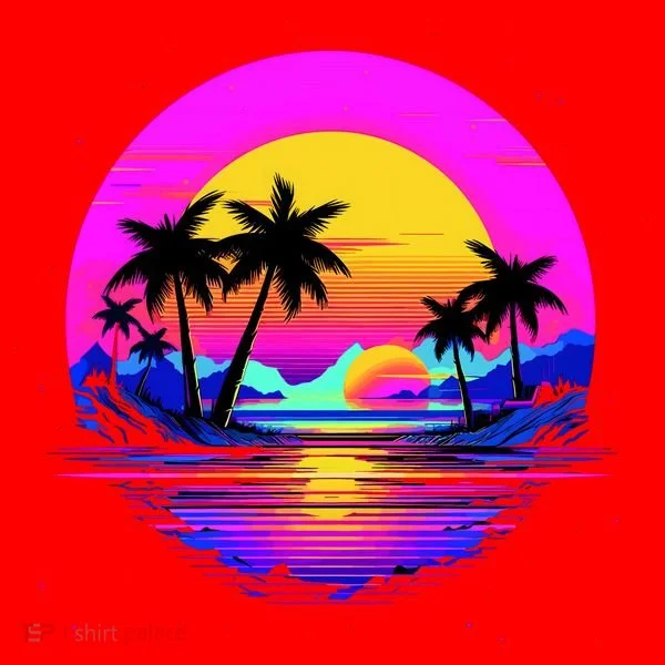 Miami Beach Sun Set Vibrant Santa Hat