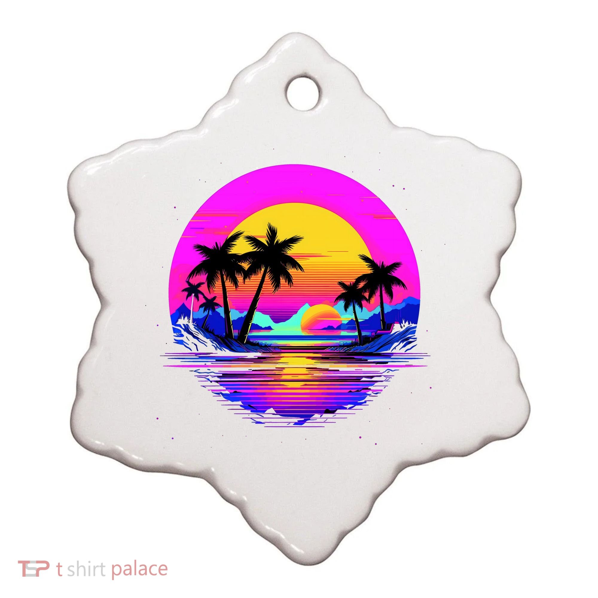 Miami Beach Sun Set Vibrant Ceramic Ornament