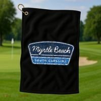 Myrtle Beach South Carolina Retro Throwback Souvenir Golf Towel thumb 1